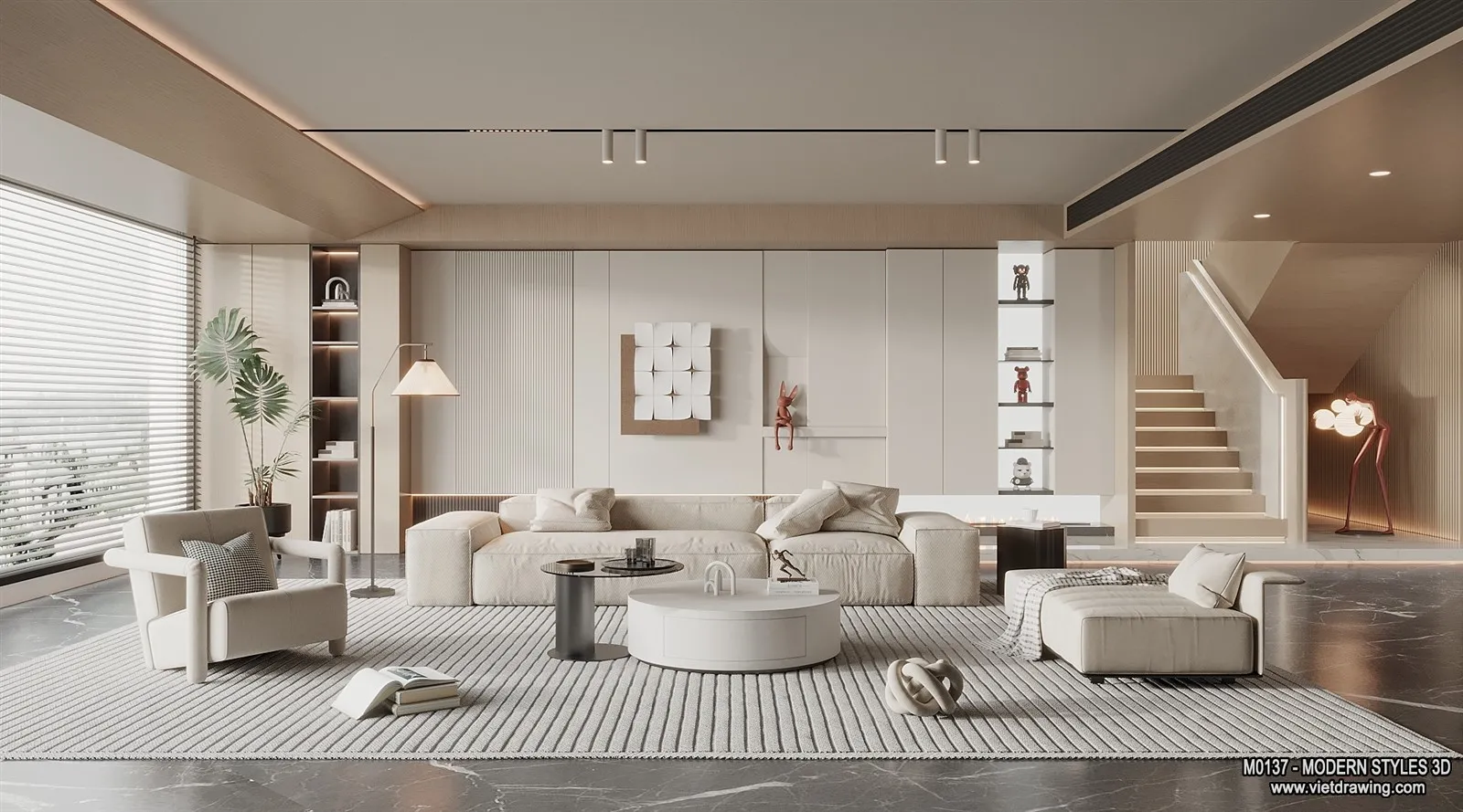 Living Room and Dining Room - 3D Interior Scene - 3D Models - 217