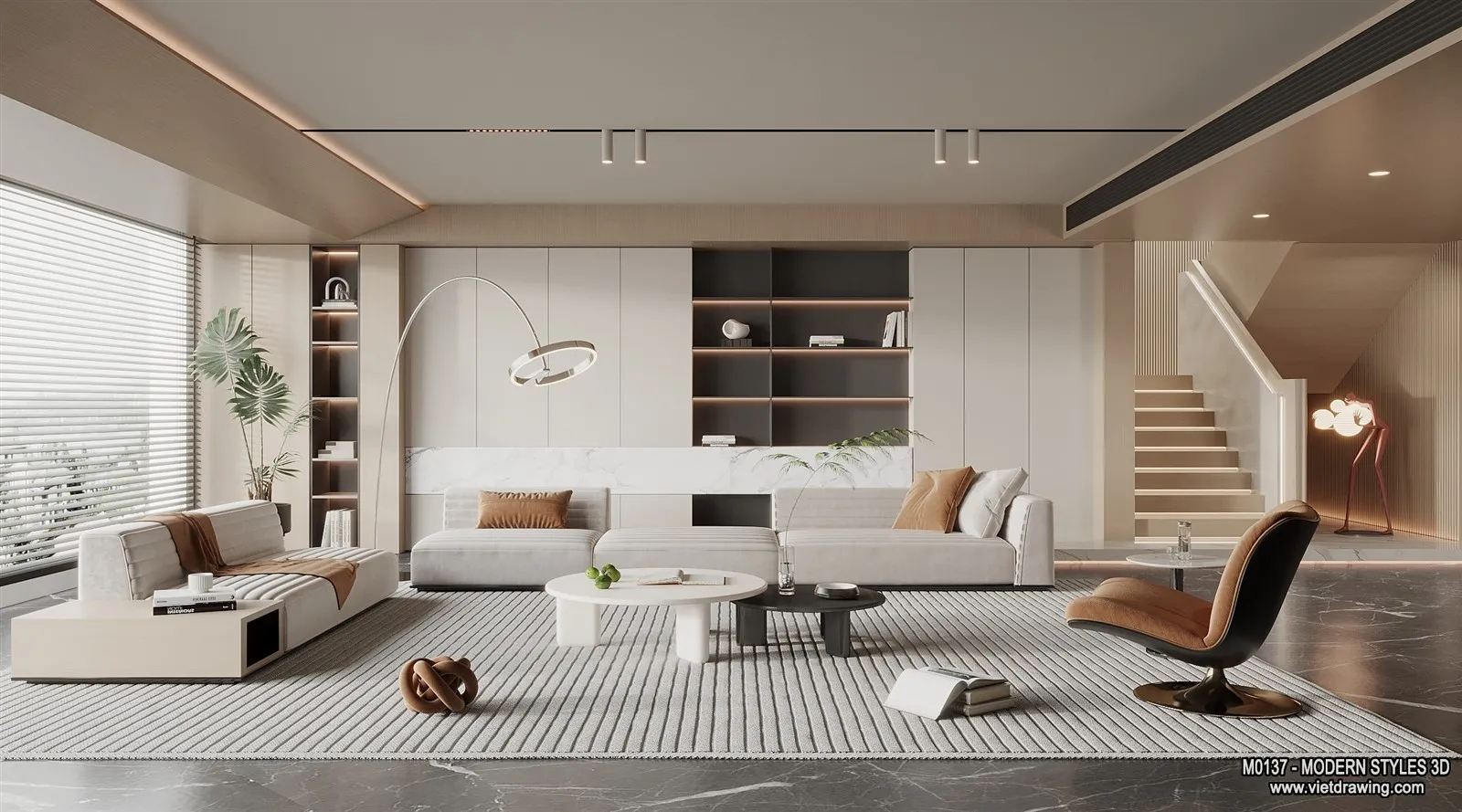 Living Room and Dining Room - 3D Interior Scene - 3D Models - 226