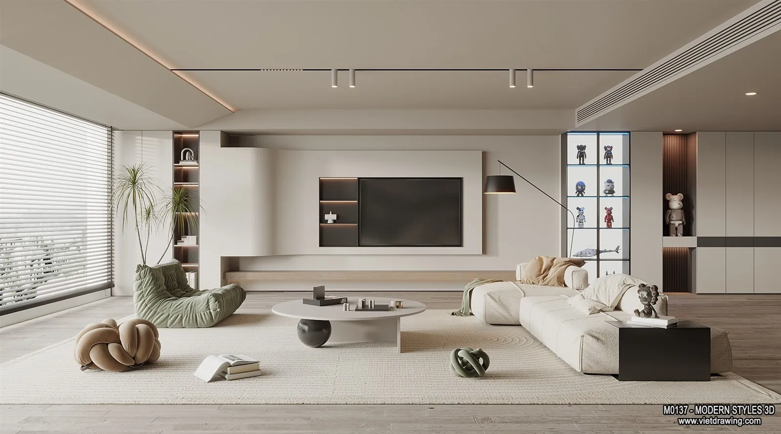 Living Room and Dining Room - 3D Interior Scene - 3D Models - 228