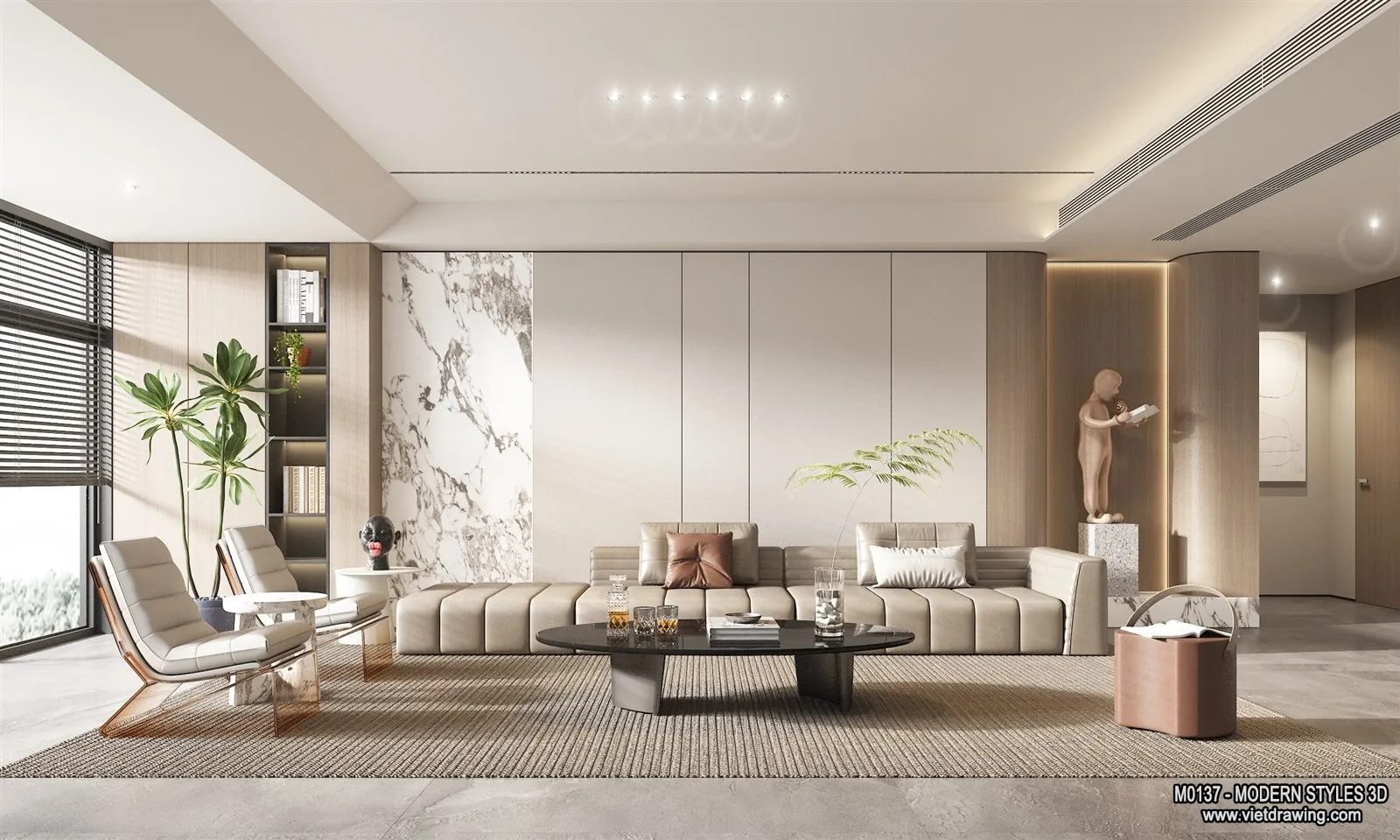 Living Room and Dining Room - 3D Interior Scene - 3D Models - 232