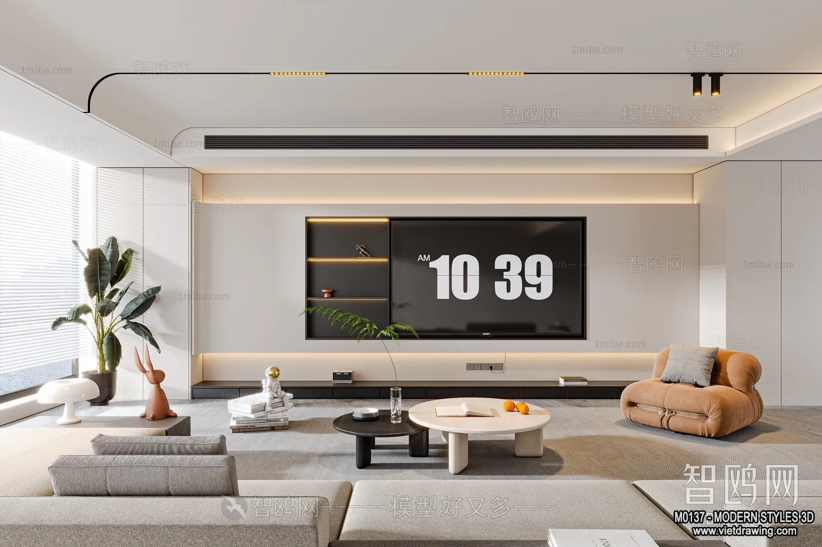 Living Room and Dining Room - 3D Interior Scene - 3D Models - 237