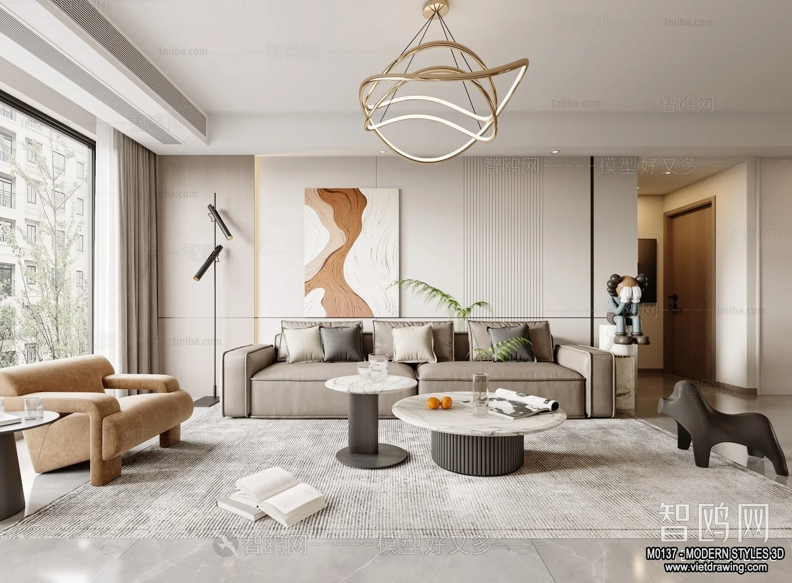 Living Room and Dining Room - 3D Interior Scene - 3D Models - 241