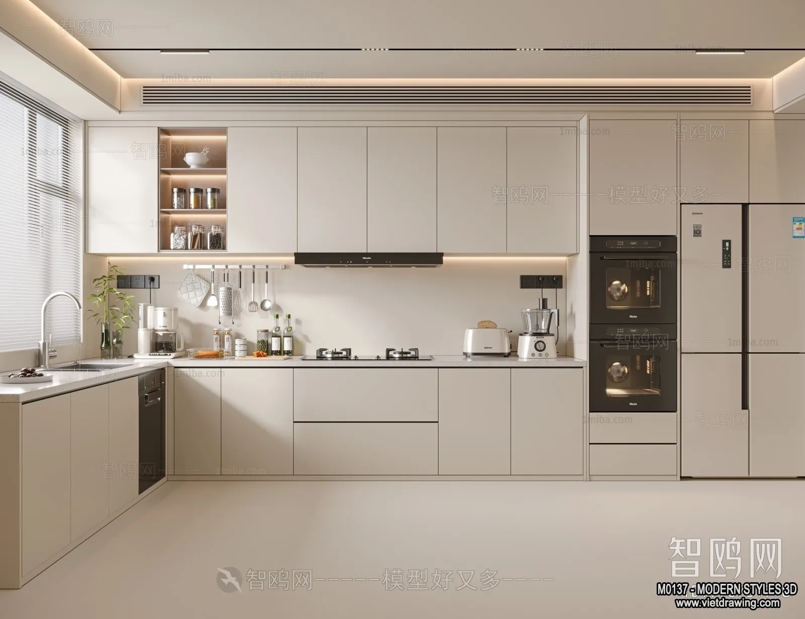 Living Room and Dining Room - 3D Interior Scene - 3D Models - 244