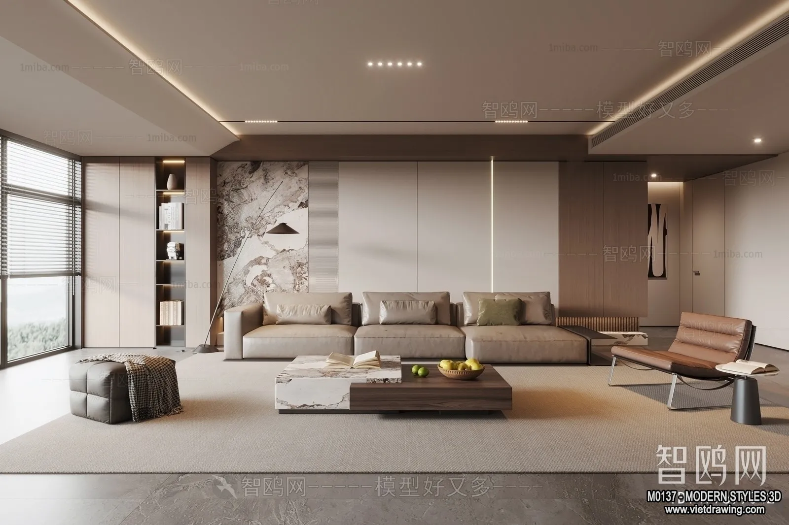 Living Room and Dining Room - 3D Interior Scene - 3D Models - 247