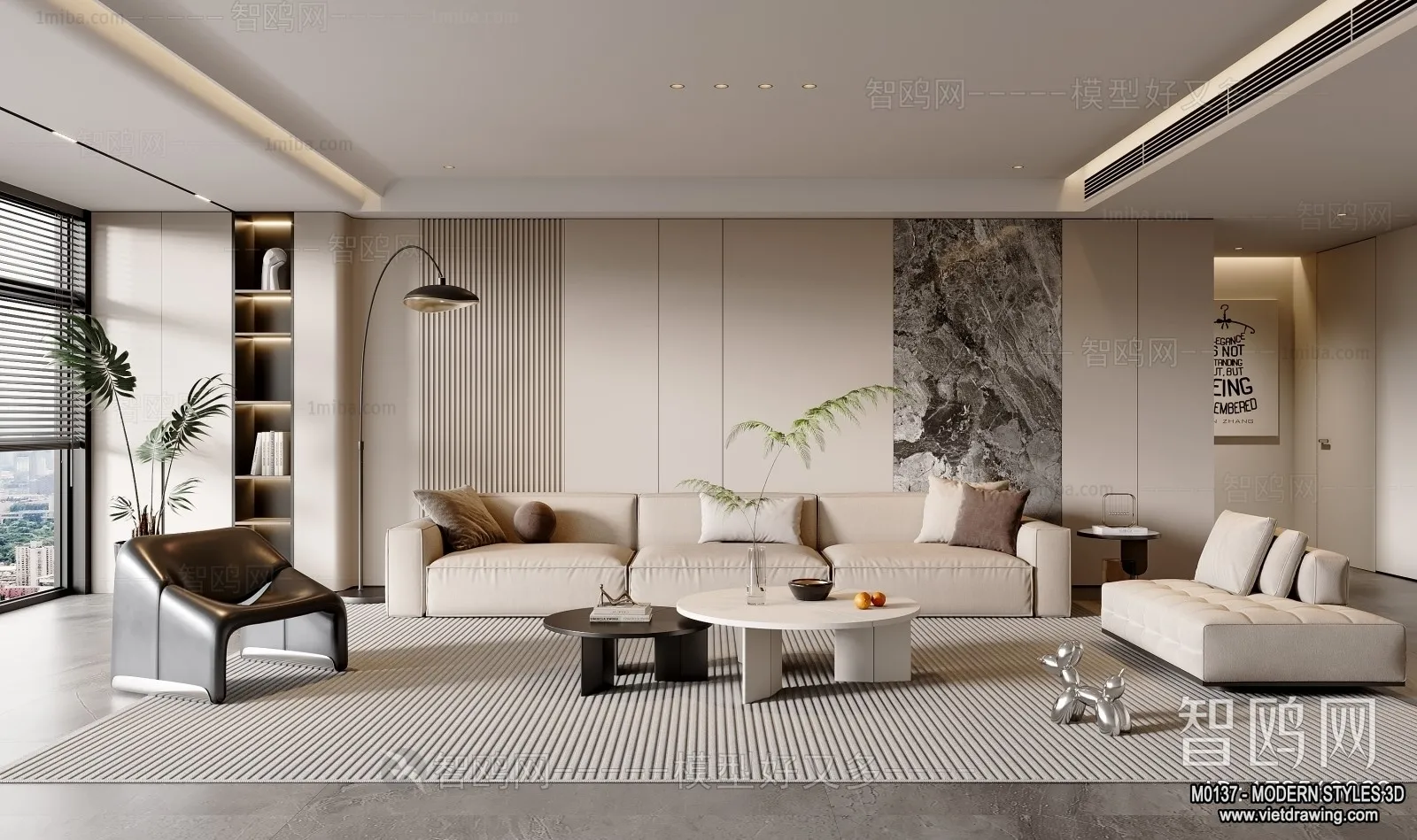 Living Room and Dining Room - 3D Interior Scene - 3D Models - 251