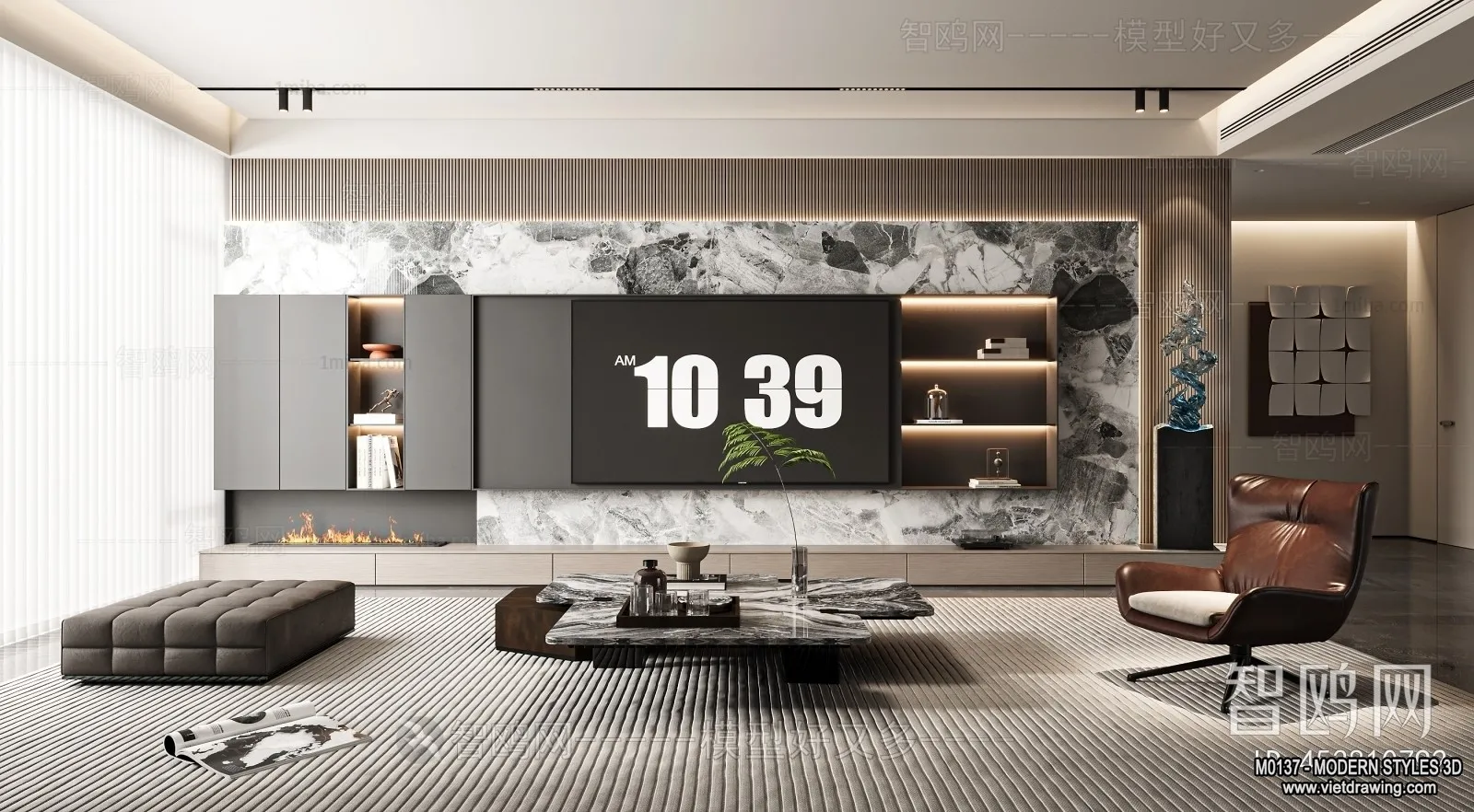 Living Room and Dining Room - 3D Interior Scene - 3D Models - 252