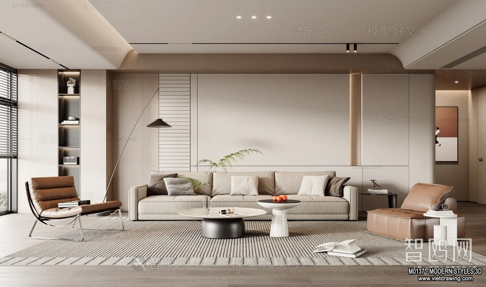 Living Room and Dining Room - 3D Interior Scene - 3D Models - 257