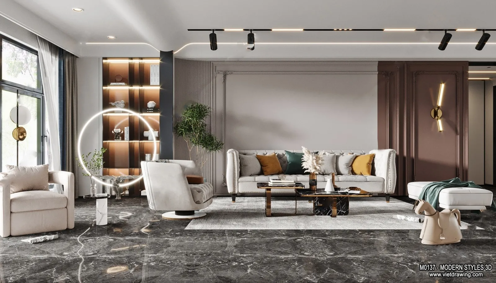 Living Room and Dining Room - 3D Interior Scene - 3D Models - 259