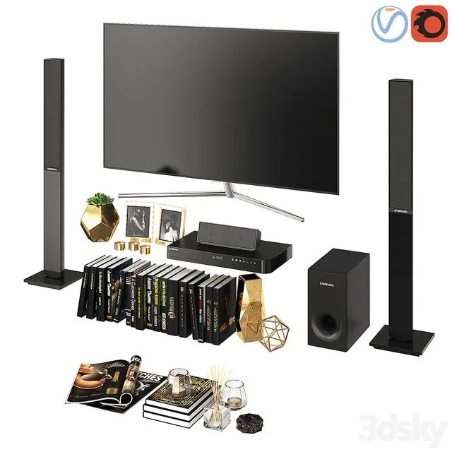 Living Room Black Gold 3D Model