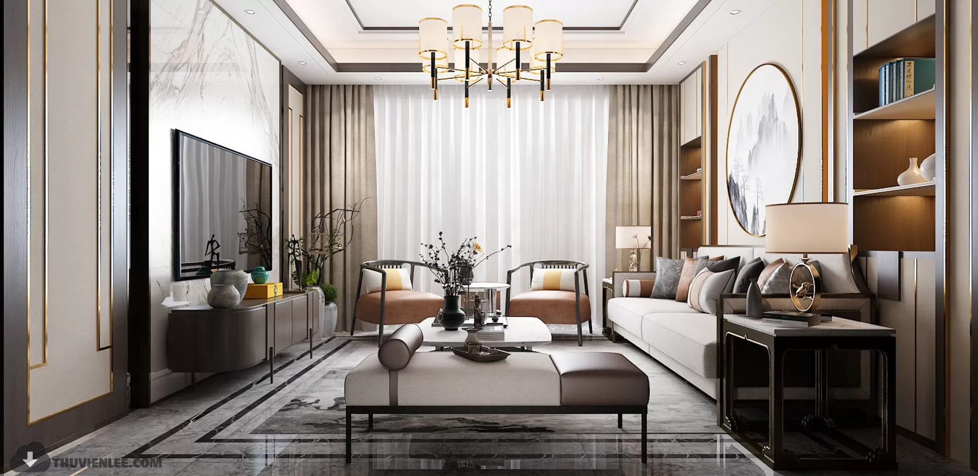 LIVING ROOM - CHINESE STYLE - 3D MODELS