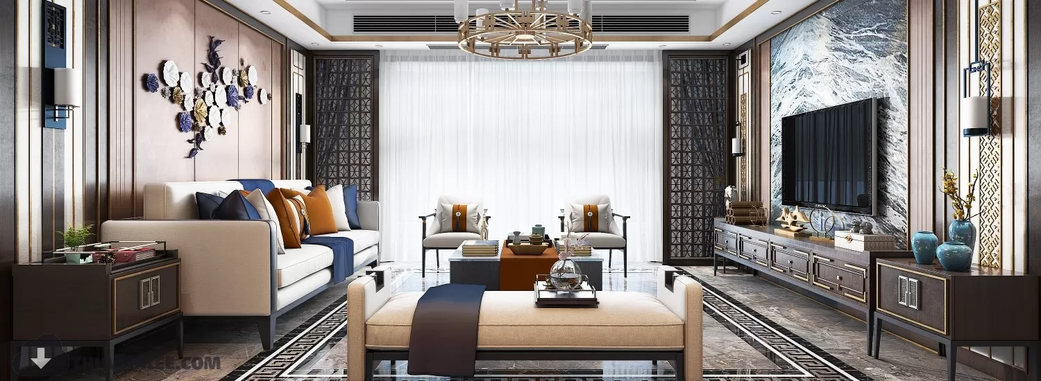LIVING ROOM - CHINESE STYLE - 3D MODELS