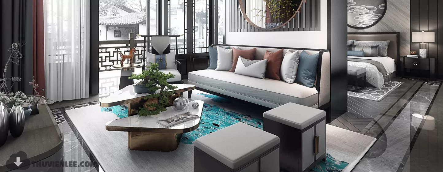 LIVING ROOM - CHINESE STYLE - 3D MODELS