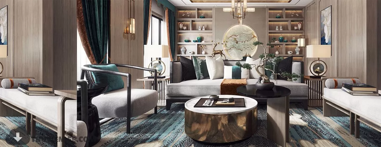 LIVING ROOM - CHINESE STYLE - 3D MODELS