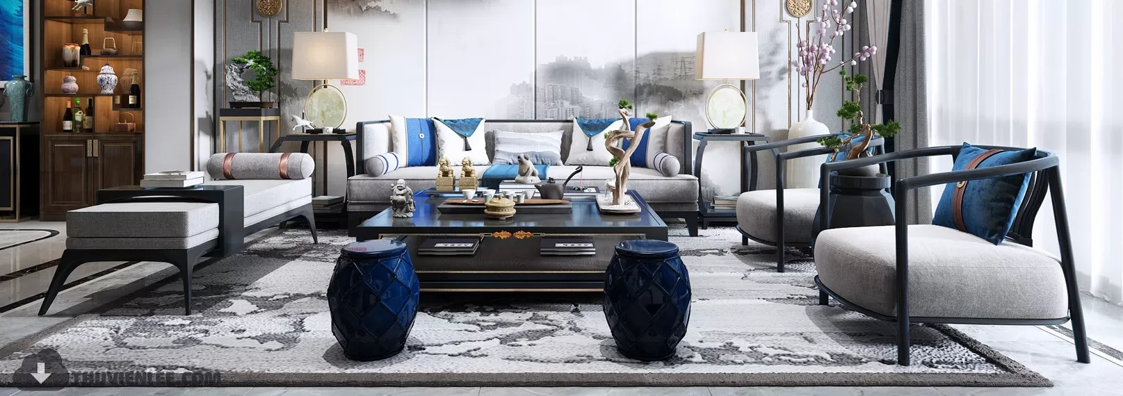 LIVING ROOM - CHINESE STYLE - 3D MODELS