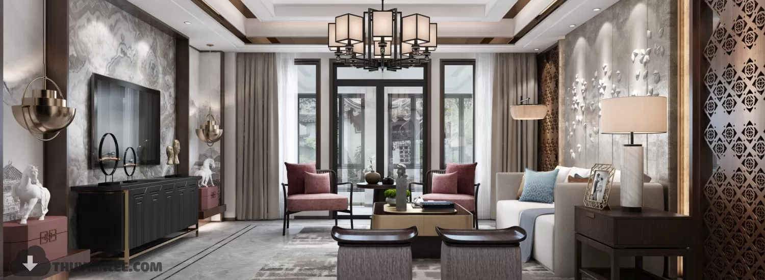 LIVING ROOM - CHINESE STYLE - 3D MODELS
