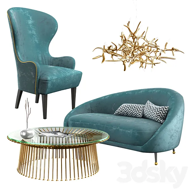 Living Room Furniture Set 3D Model