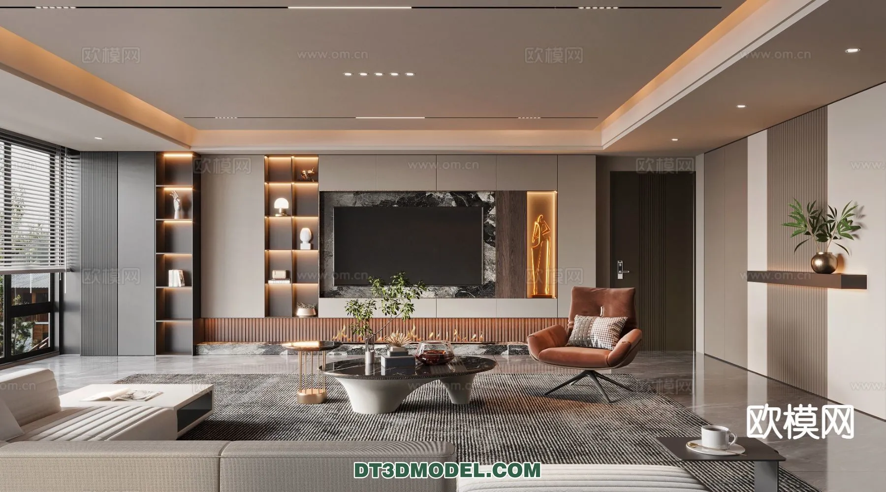 Living Room - Italian Style - Interior 3D Scene - 012