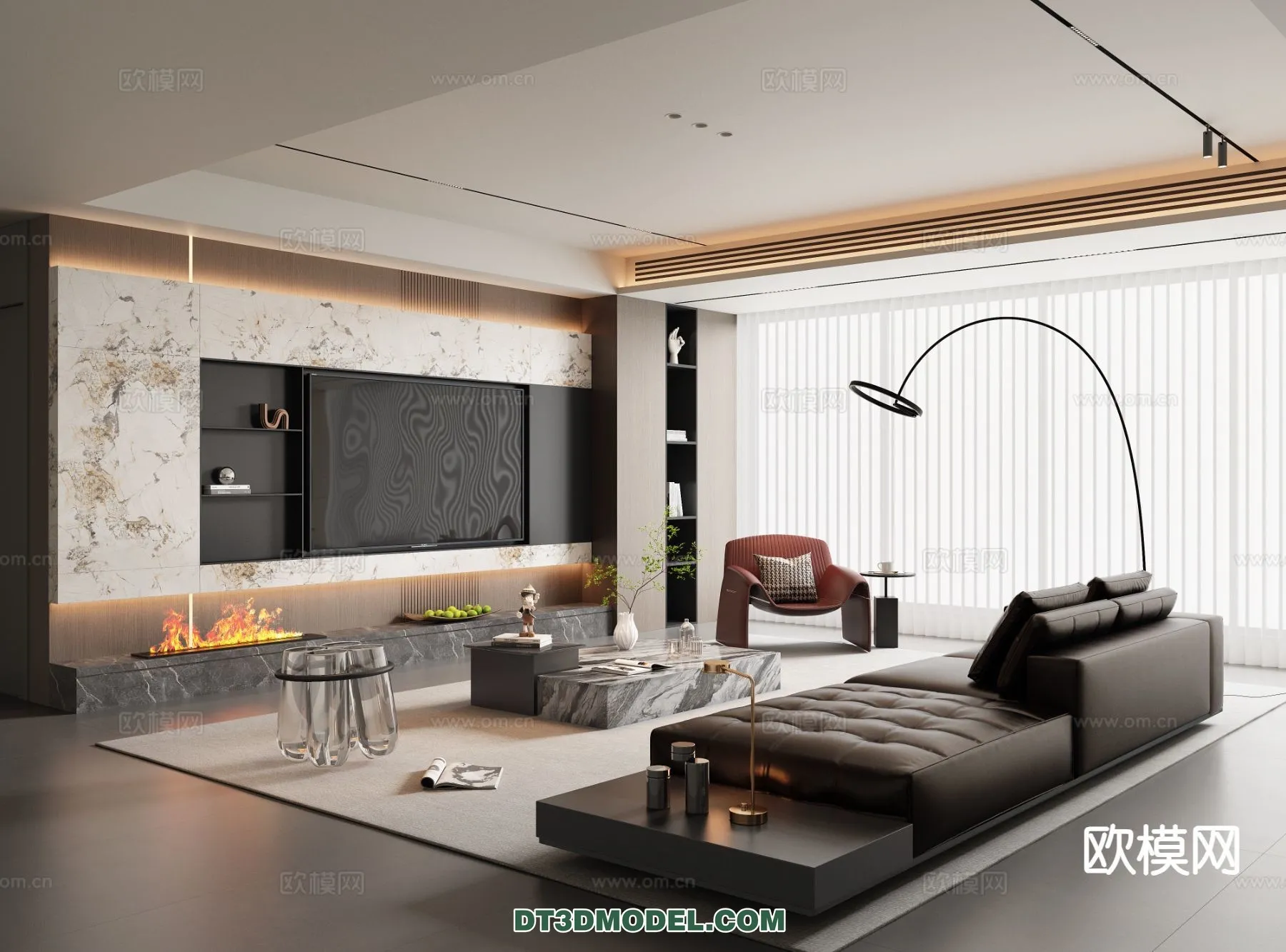 Living Room - Italian Style - Interior 3D Scene - 019