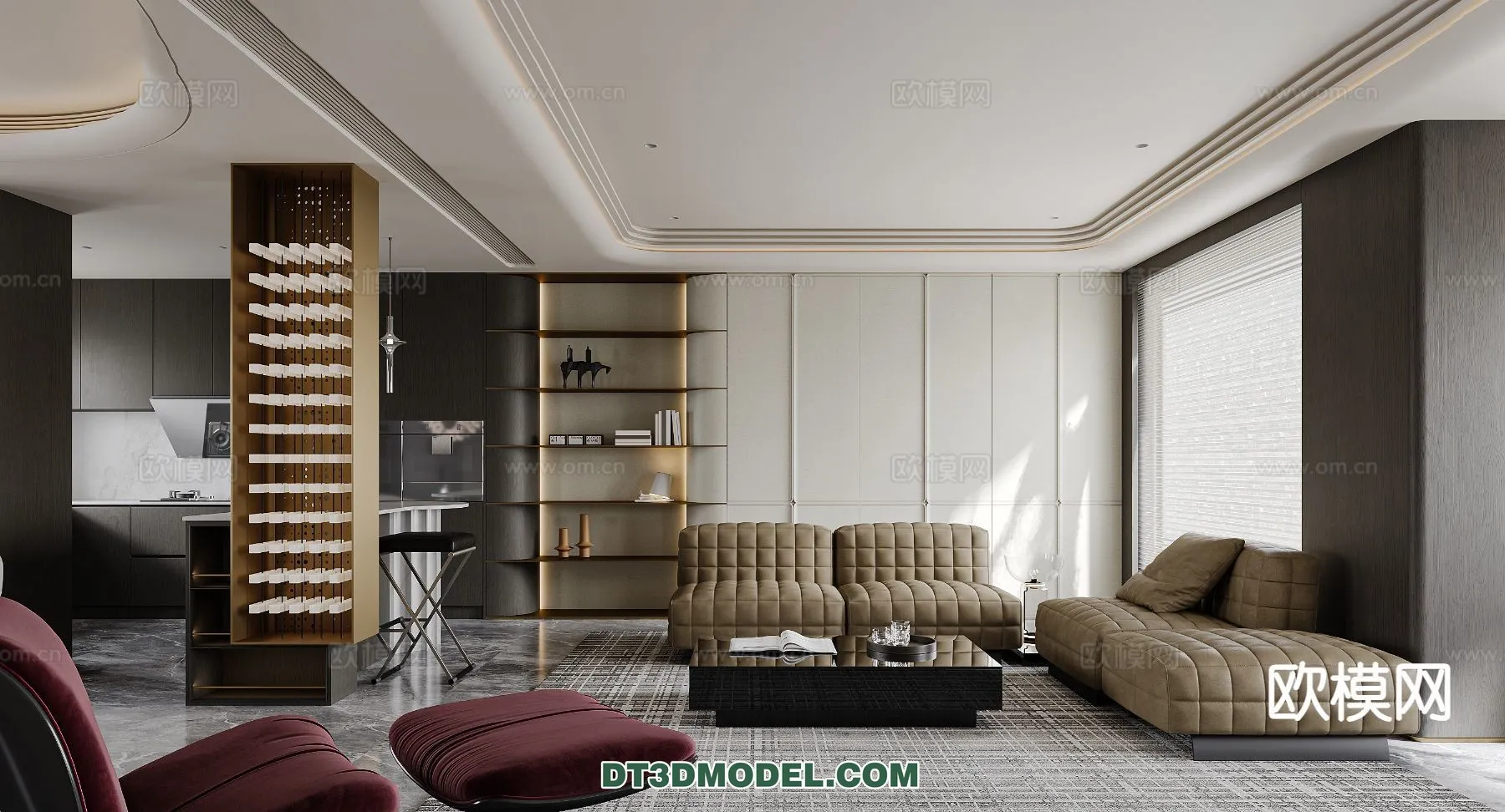 Living Room - Italian Style - Interior 3D Scene - 025