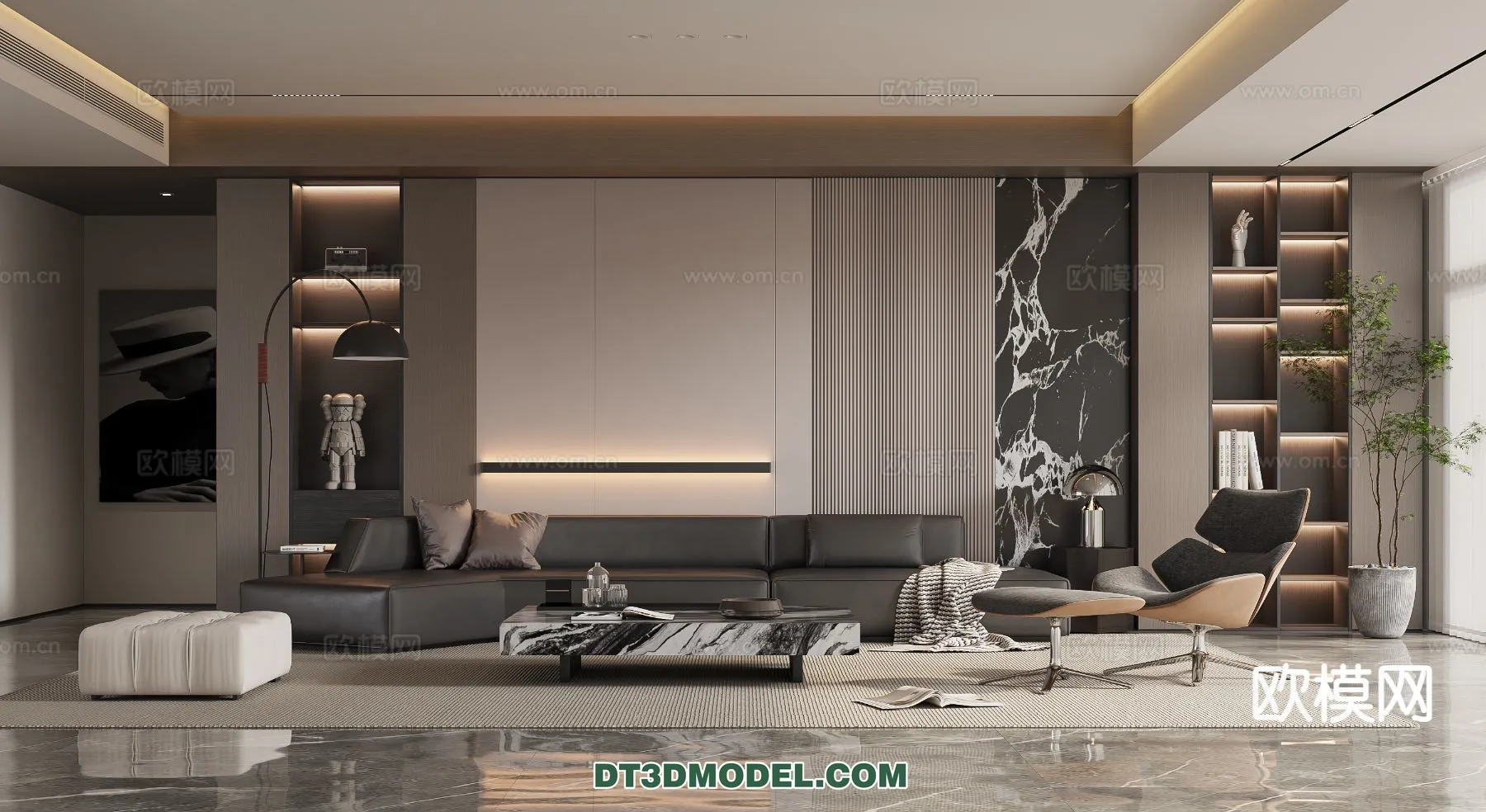 Living Room - Italian Style - Interior 3D Scene - 097