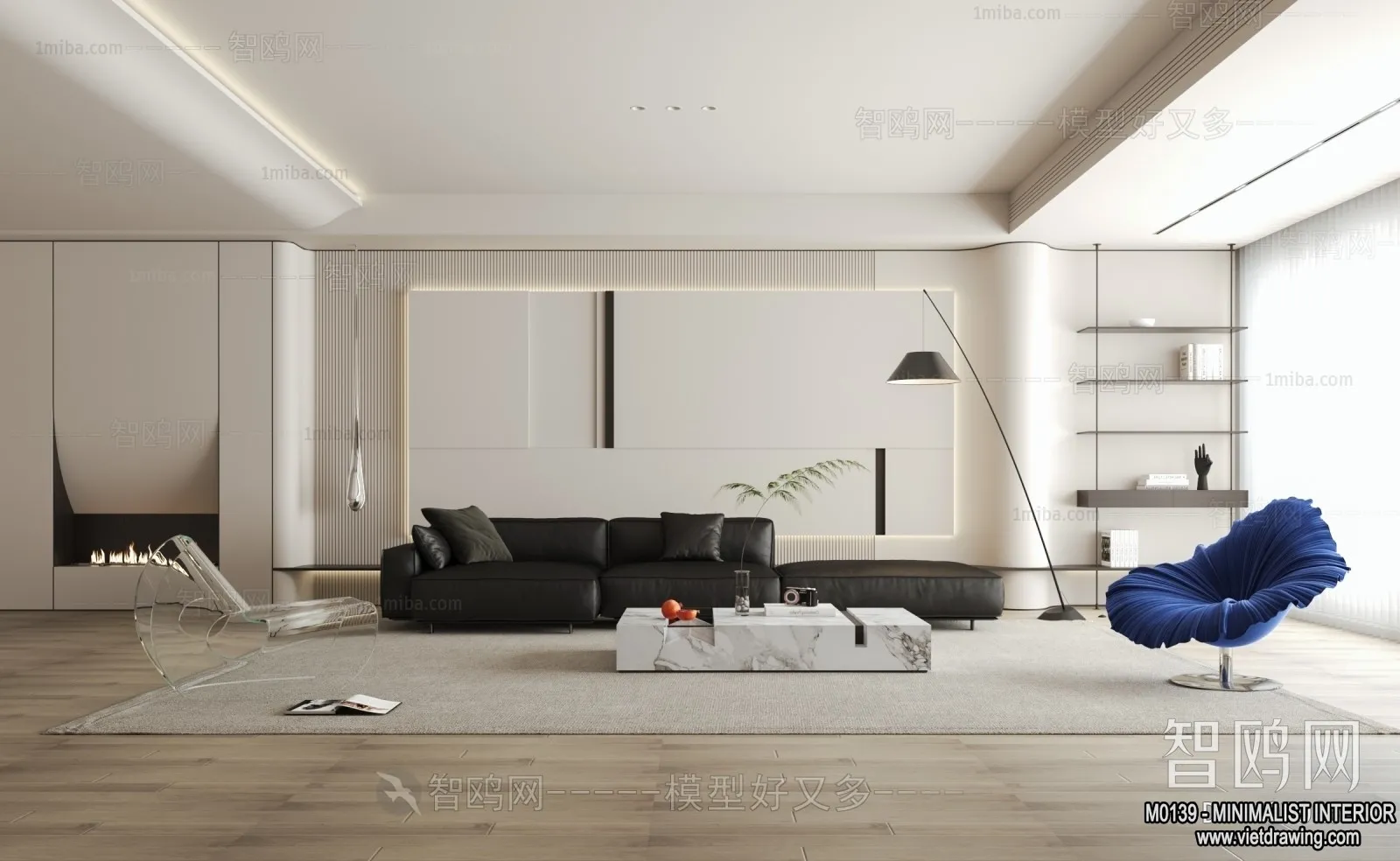 Living Room - Minimalist Style - 3D Interior Scene - 001