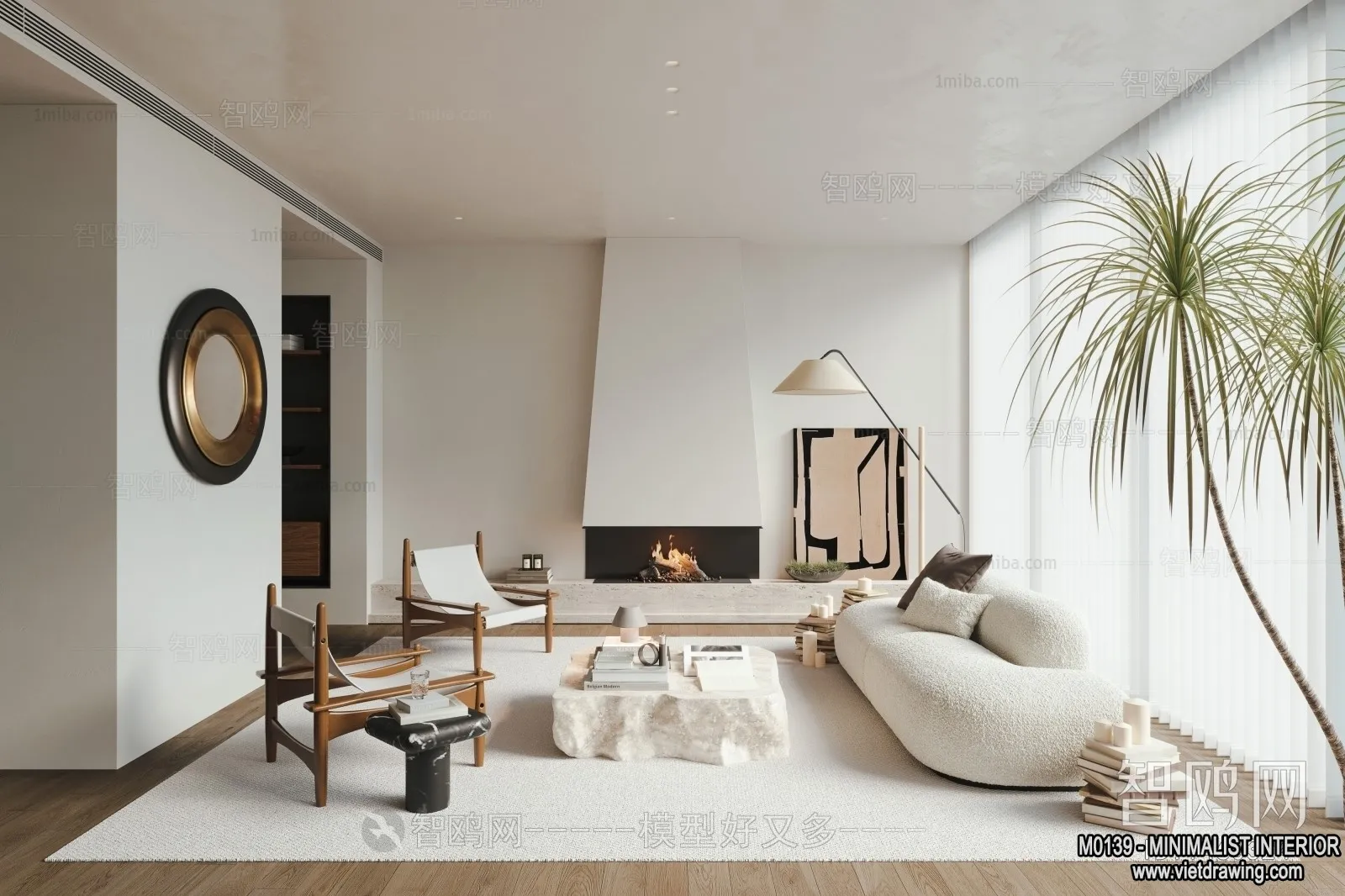 Living Room - Minimalist Style - 3D Interior Scene - 006