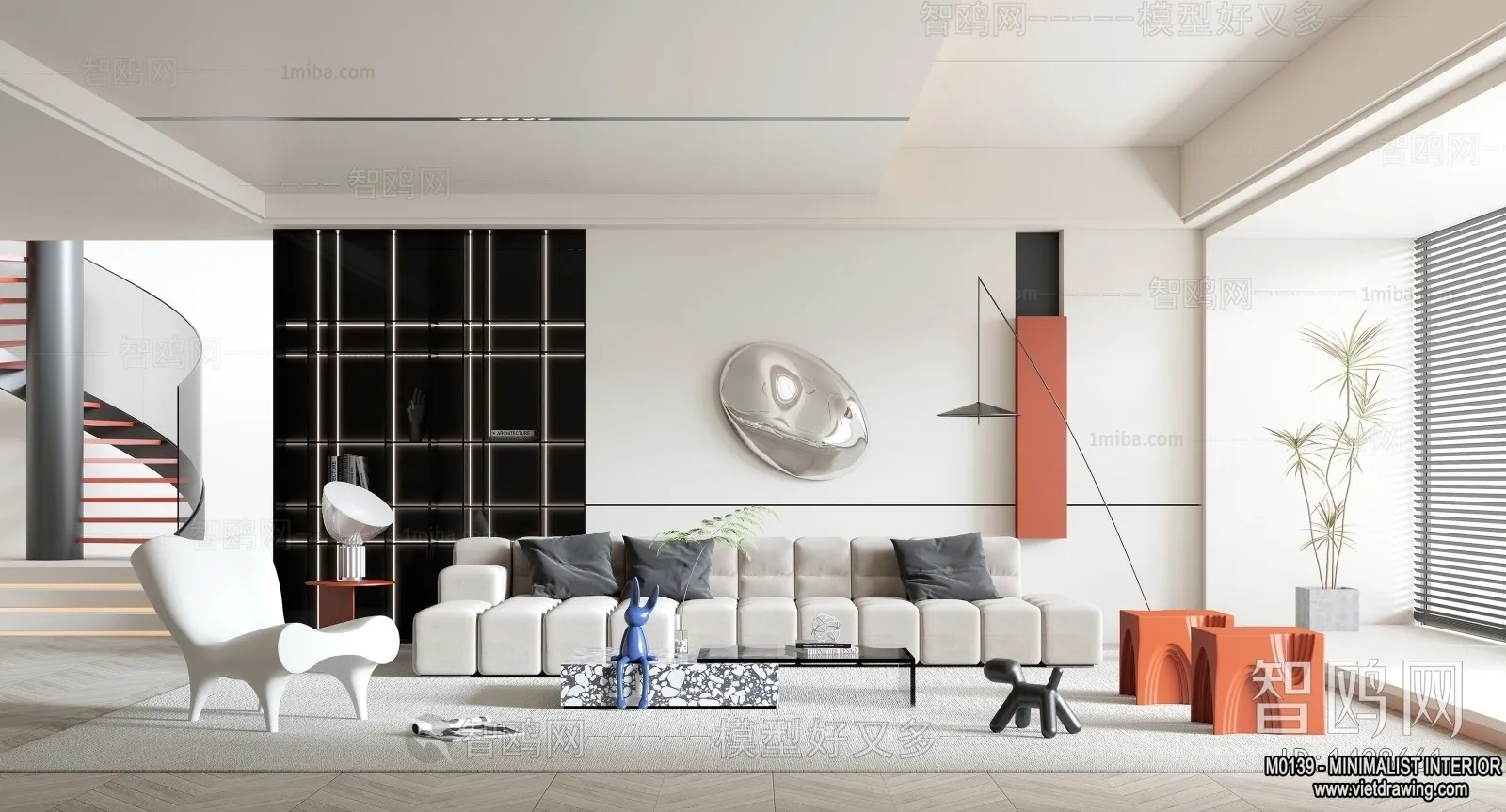 Living Room - Minimalist Style - 3D Interior Scene - 007