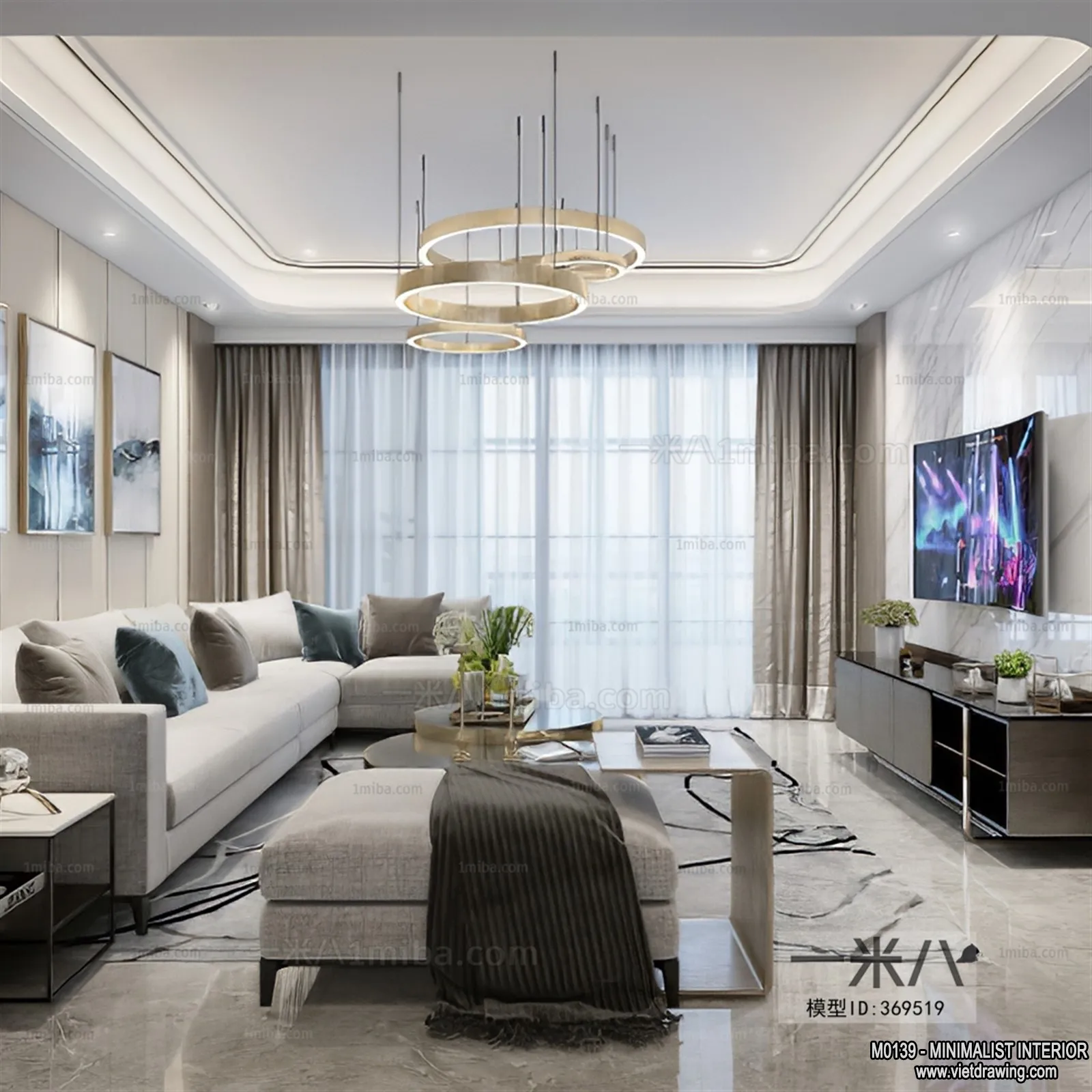 Living Room - Minimalist Style - 3D Interior Scene - 013