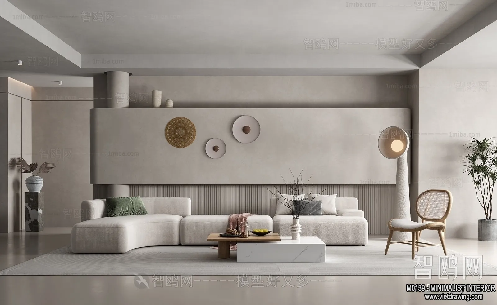 Living Room - Minimalist Style - 3D Interior Scene - 016