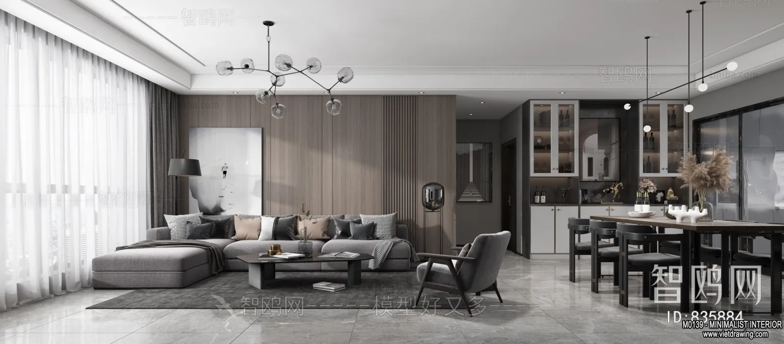 Living Room - Minimalist Style - 3D Interior Scene - 019