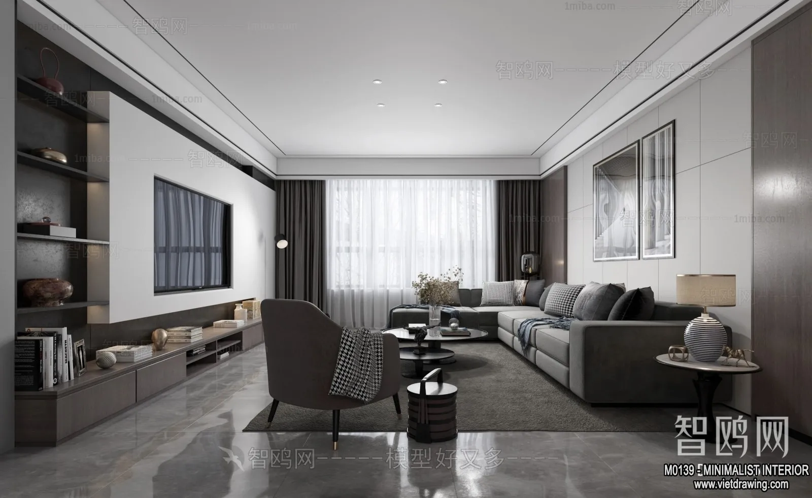 Living Room - Minimalist Style - 3D Interior Scene - 026