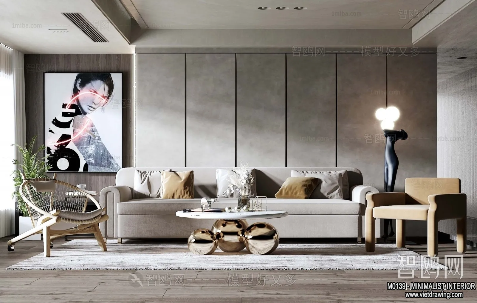 Living Room - Minimalist Style - 3D Interior Scene - 027