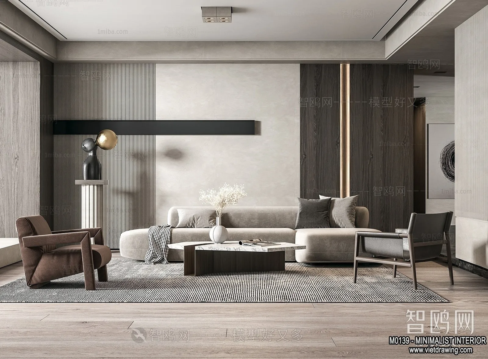 Living Room - Minimalist Style - 3D Interior Scene - 034