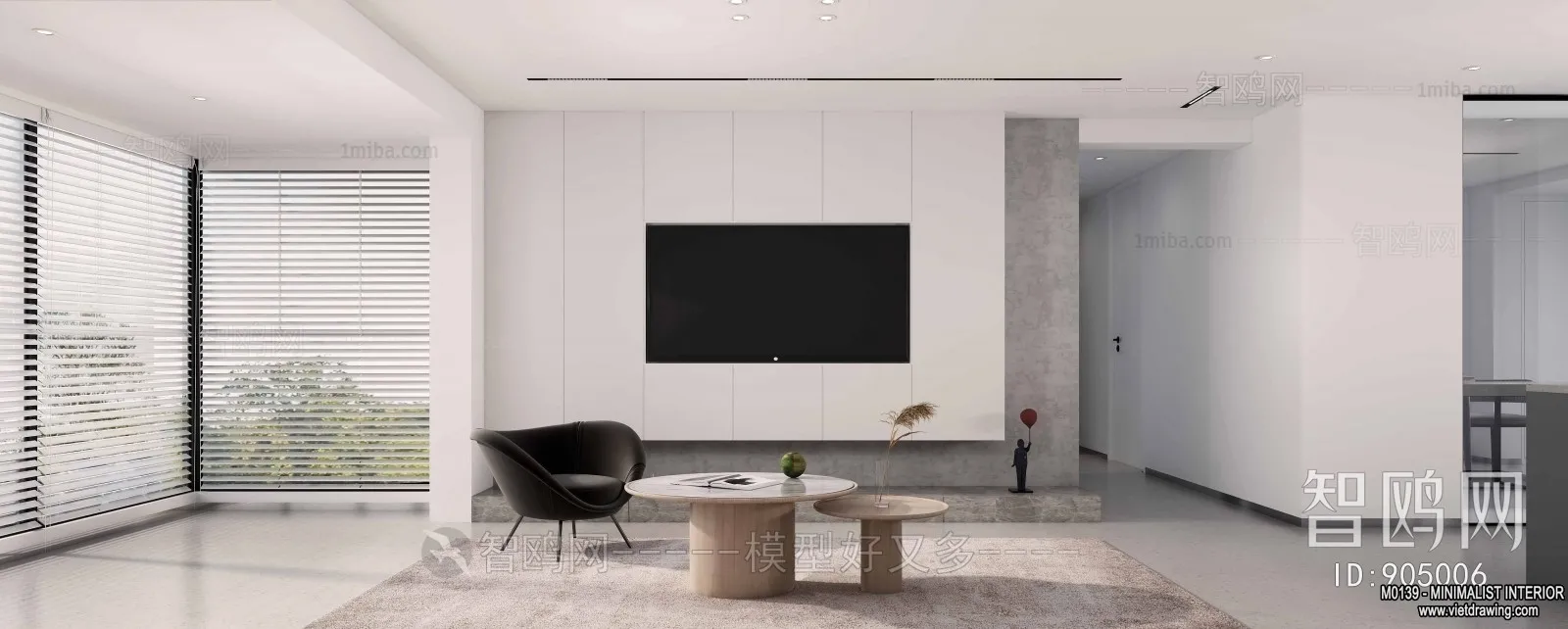 Living Room - Minimalist Style - 3D Interior Scene - 037