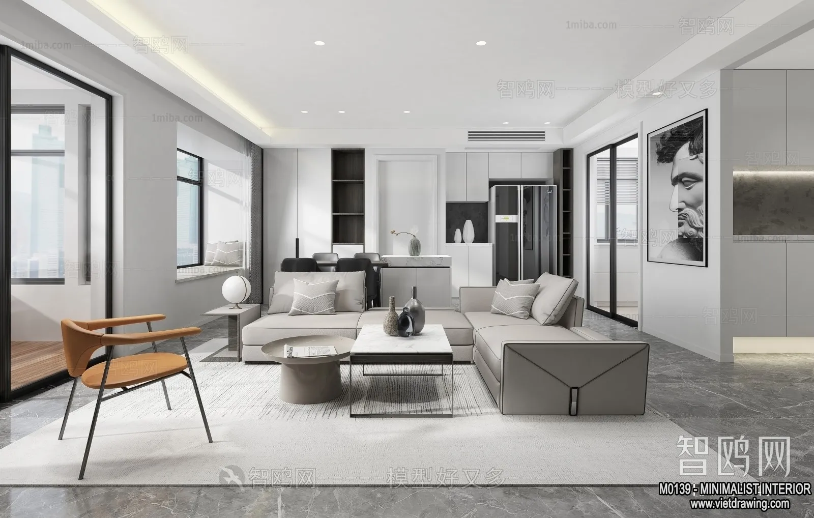 Living Room - Minimalist Style - 3D Interior Scene - 041