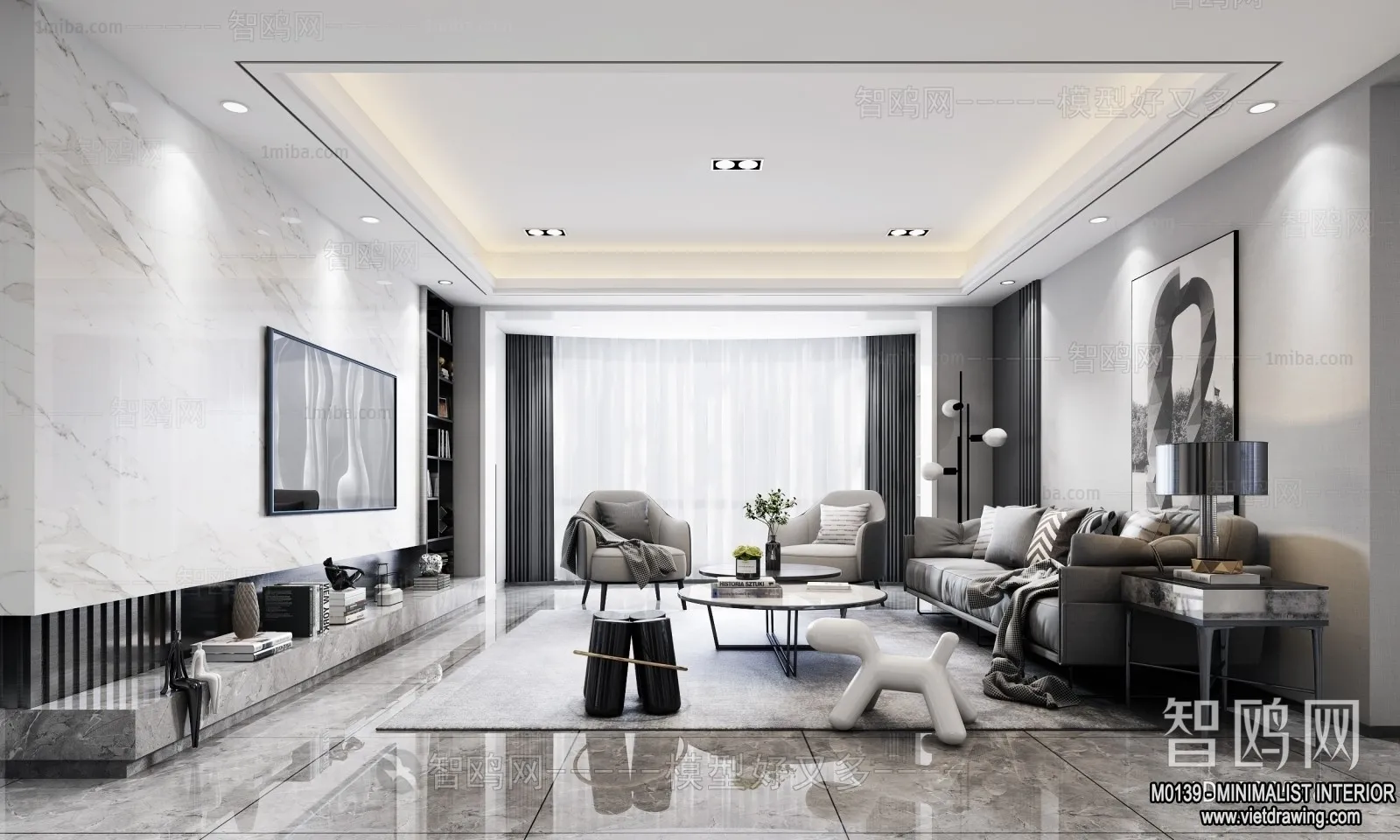 Living Room - Minimalist Style - 3D Interior Scene - 042