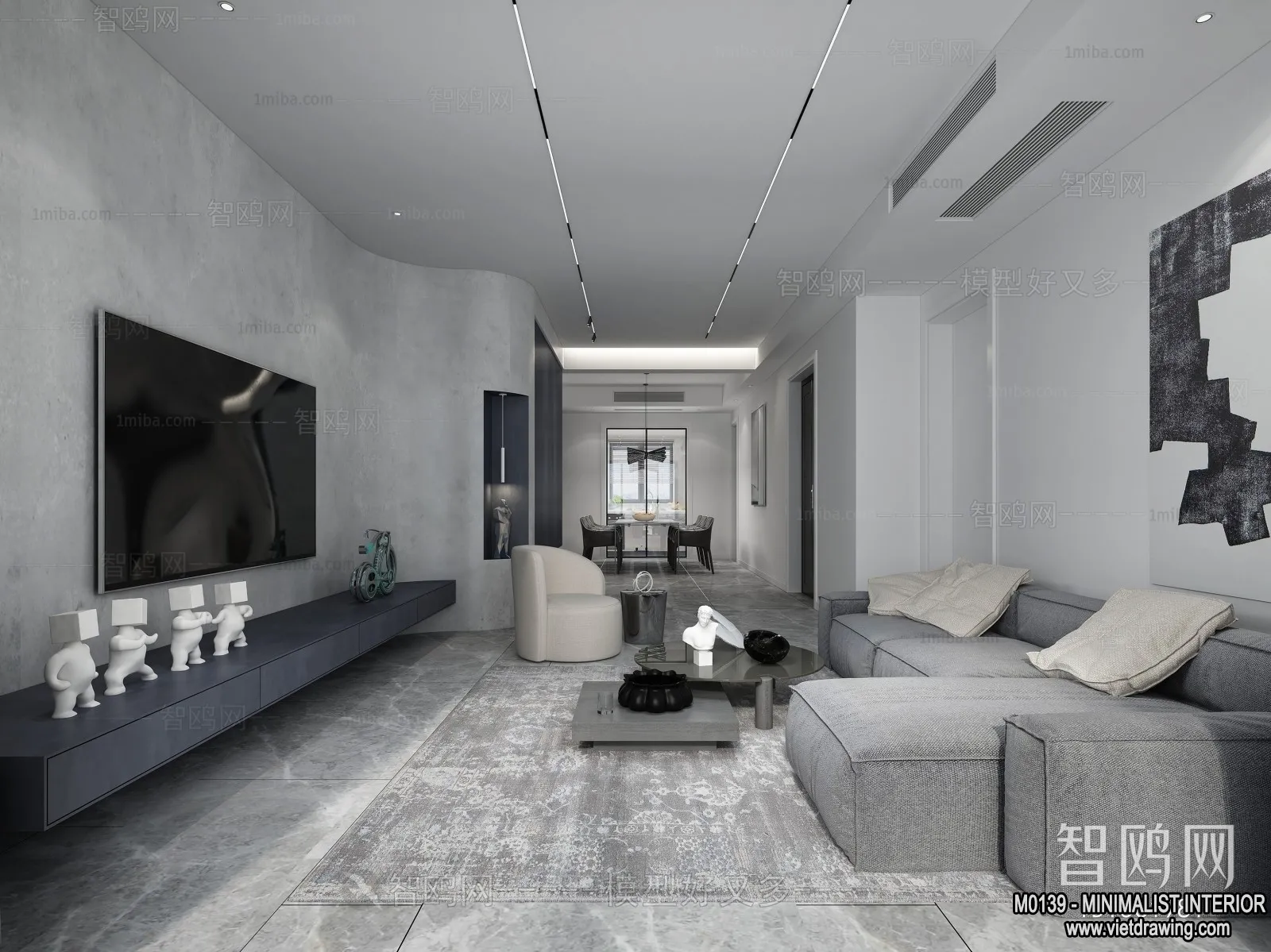 Living Room - Minimalist Style - 3D Interior Scene - 048