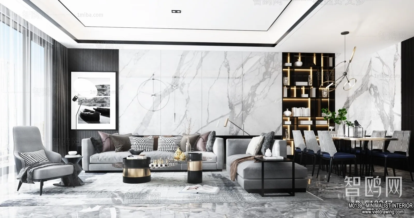 Living Room - Minimalist Style - 3D Interior Scene - 055