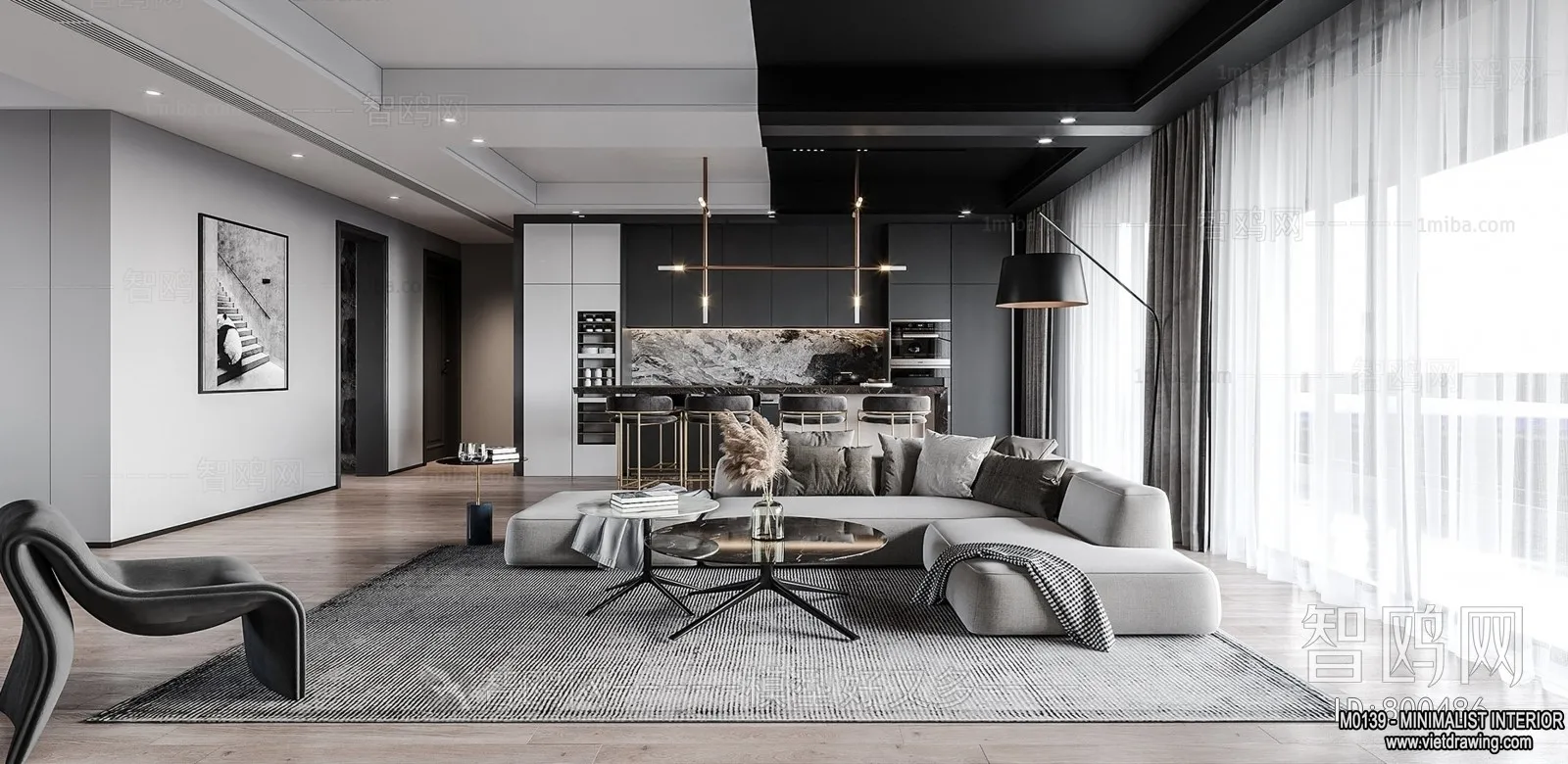 Living Room - Minimalist Style - 3D Interior Scene - 063