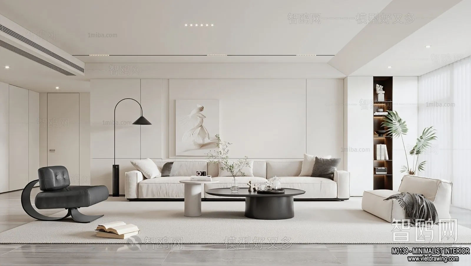 Living Room - Minimalist Style - 3D Interior Scene - 076