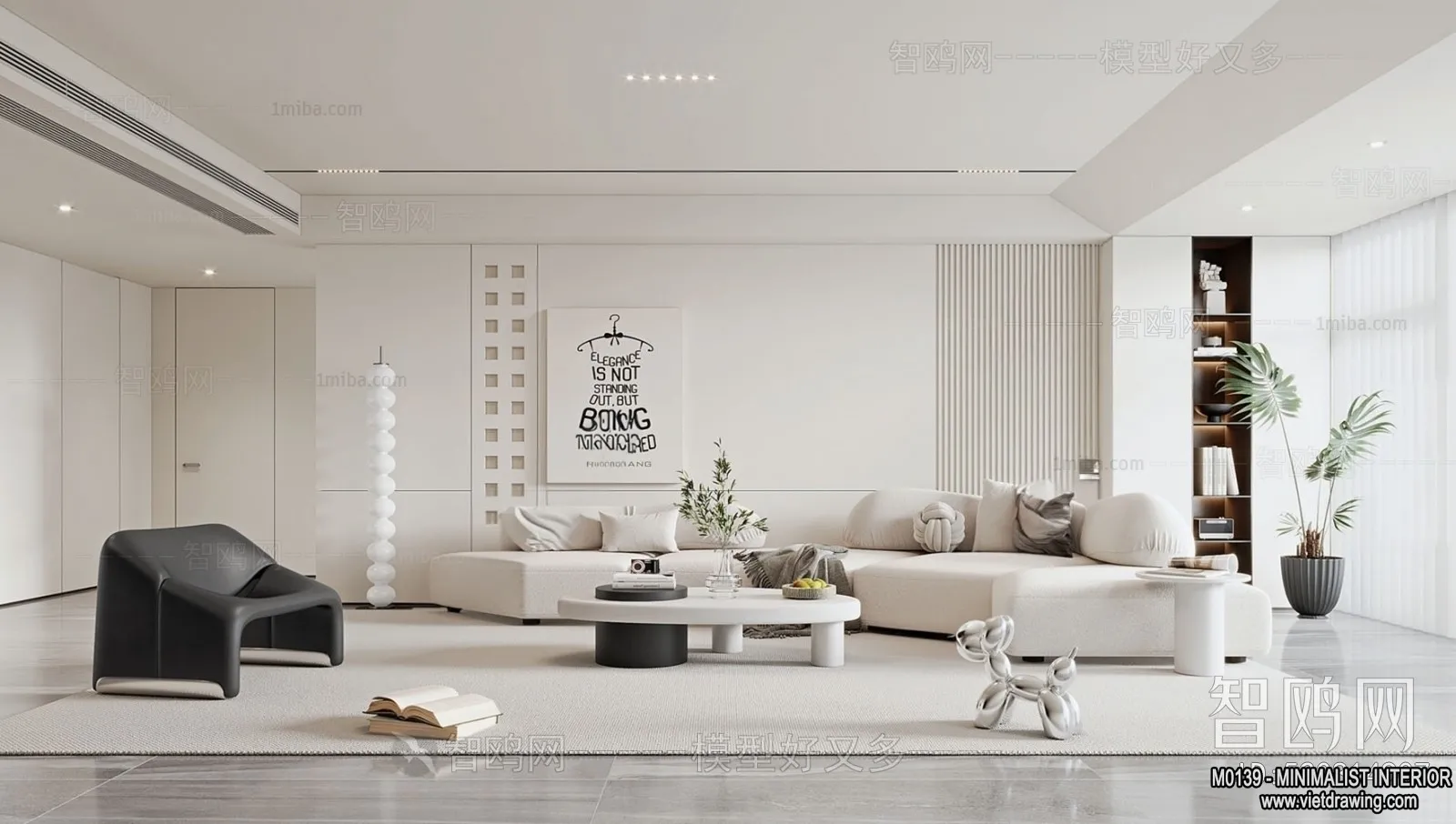 Living Room - Minimalist Style - 3D Interior Scene - 087