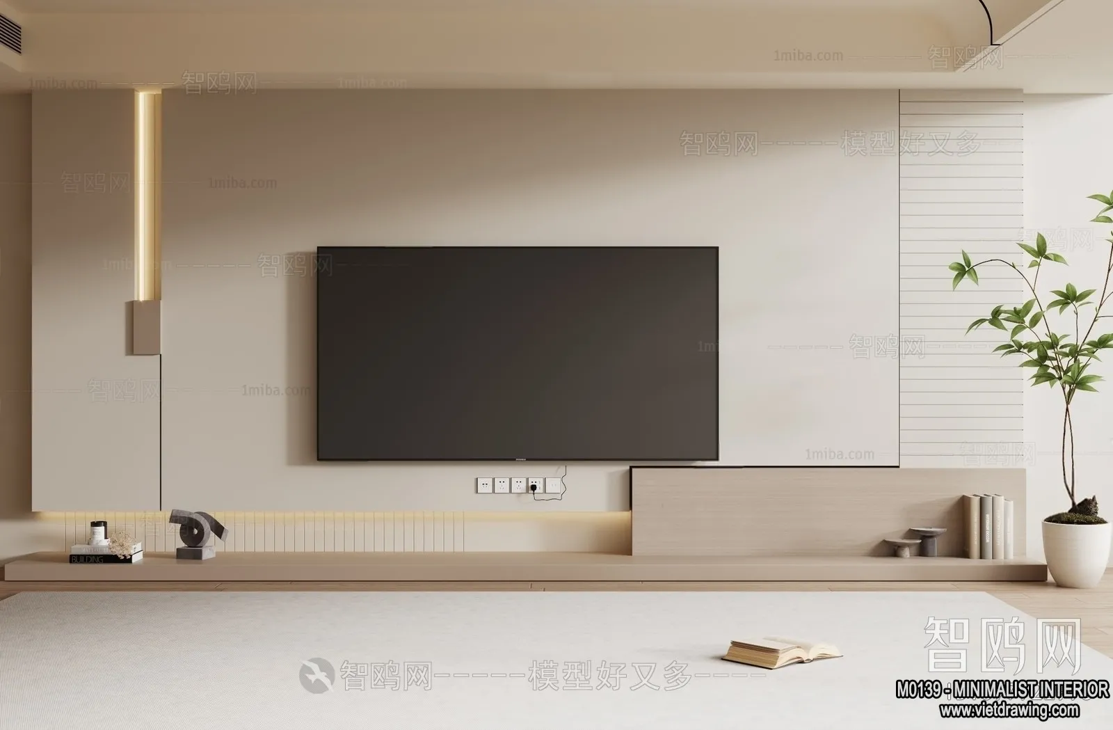 Living Room - Minimalist Style - 3D Interior Scene - 096