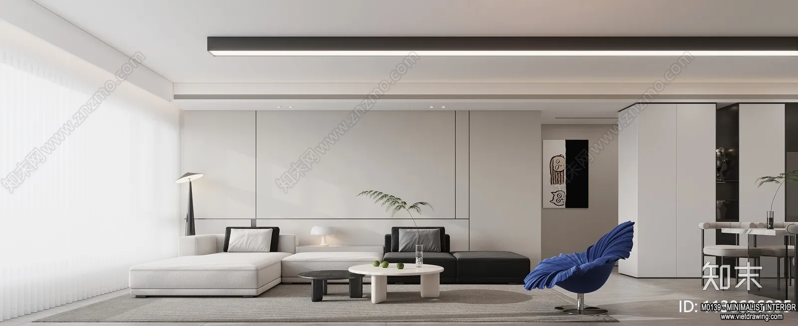 Living Room - Minimalist Style - 3D Interior Scene - 098