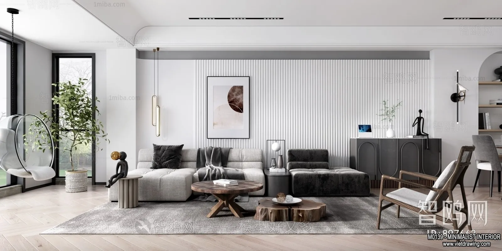 Living Room - Minimalist Style - 3D Interior Scene - 100