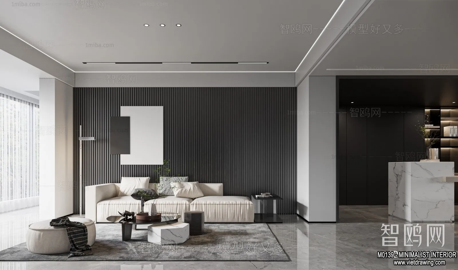 Living Room - Minimalist Style - 3D Interior Scene - 102