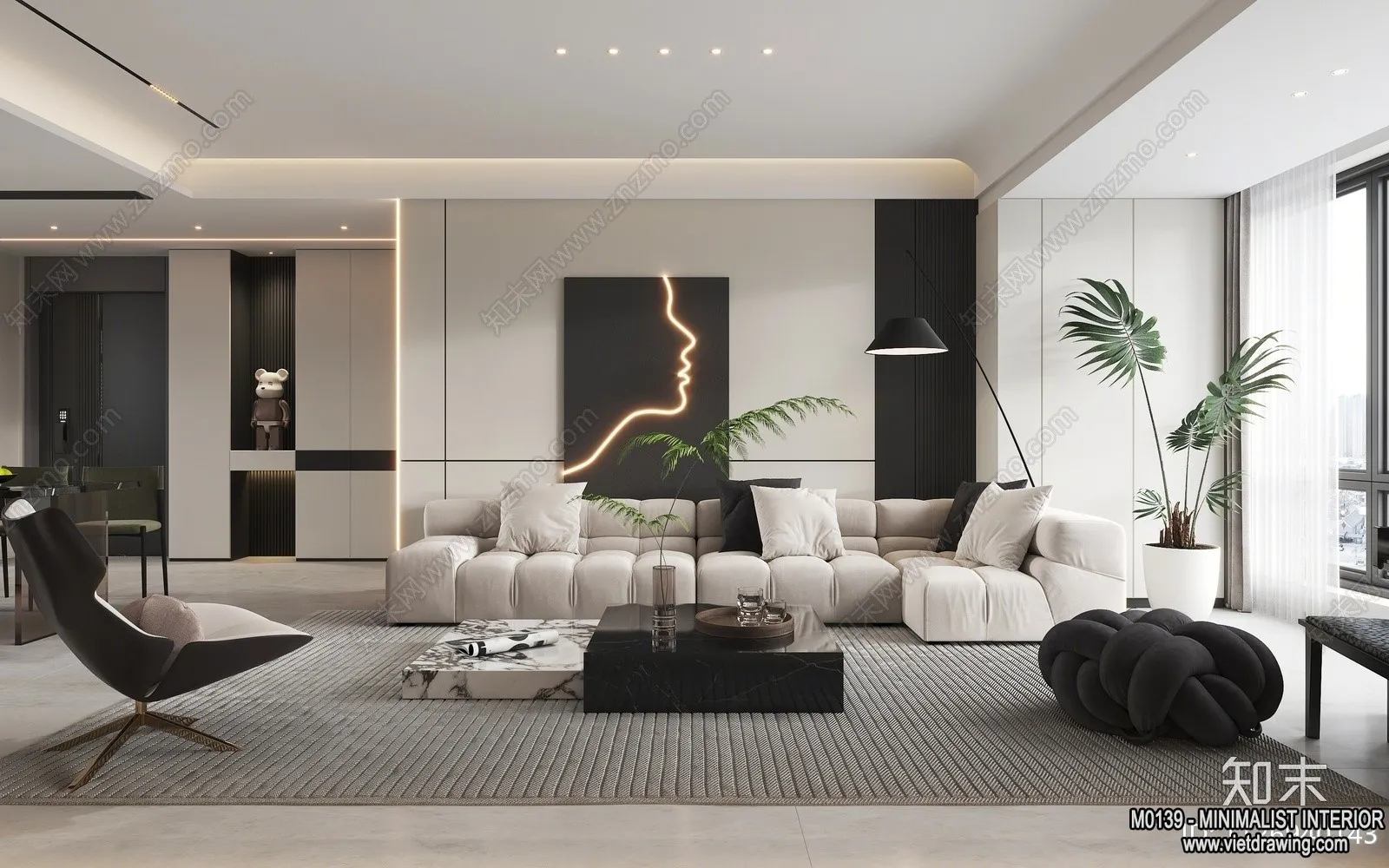 Living Room - Minimalist Style - 3D Interior Scene - 105