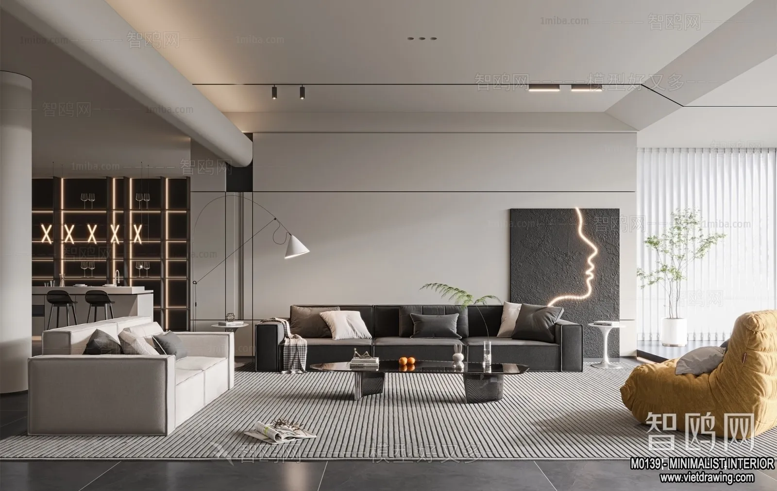 Living Room - Minimalist Style - 3D Interior Scene - 106