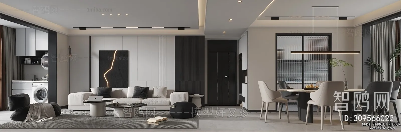 Living Room - Minimalist Style - 3D Interior Scene - 113