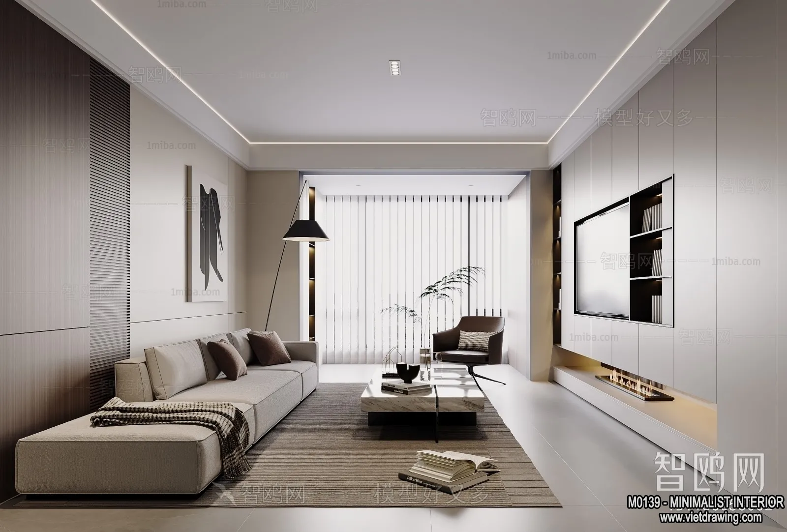 Living Room - Minimalist Style - 3D Interior Scene - 116