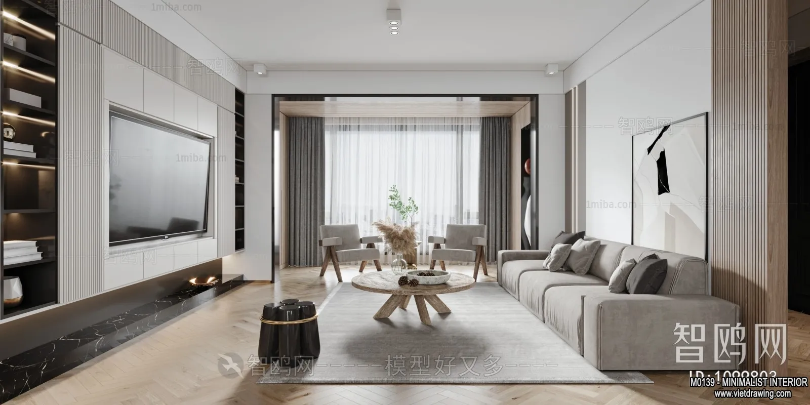 Living Room - Minimalist Style - 3D Interior Scene - 128